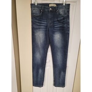 Stitches & Rivets Mens Dark Wash Straight Leg Stretch Denim Jeans 34x30 Blue